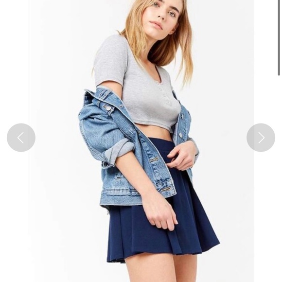 Forever 21 Navy Blue Box Pleat Mini Pleated Skirt Size XS - Picture 7 of 10